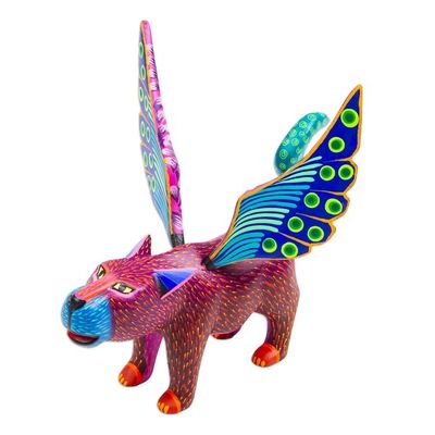 Alternate image for Hand-Painted Folk Art Alebrije Sculpture Winged Jaguar
