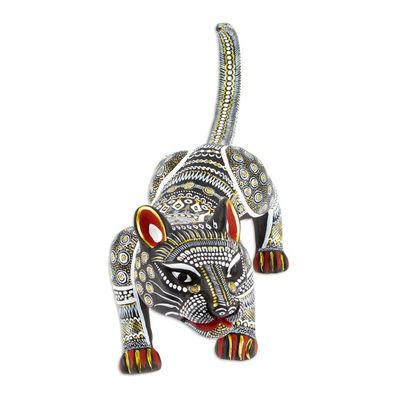 Alternate image for Handcrafted Ceramic Alebrije Figurine of Black Jaguar Dark Stealth