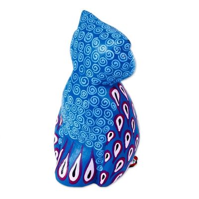 Alternate image for Hand Carved Owl Alebrije with Blue Wings from Oaxaca Blue Winged Owl