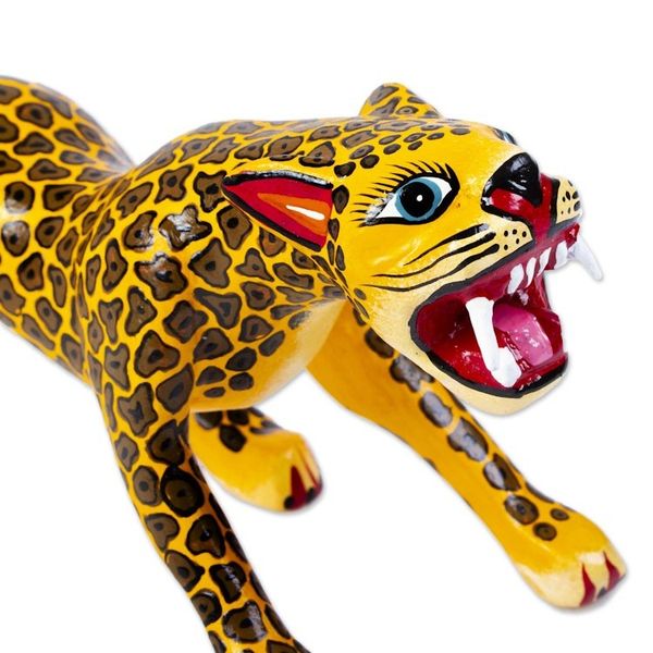 Alternate image for Handmade Wooden Alebrije Statuette Fierce Jaguar