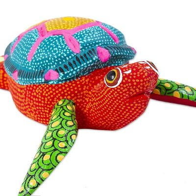 Alternate image for Artisan Crafted Small Alebrije Sculpture Orange Turtle
