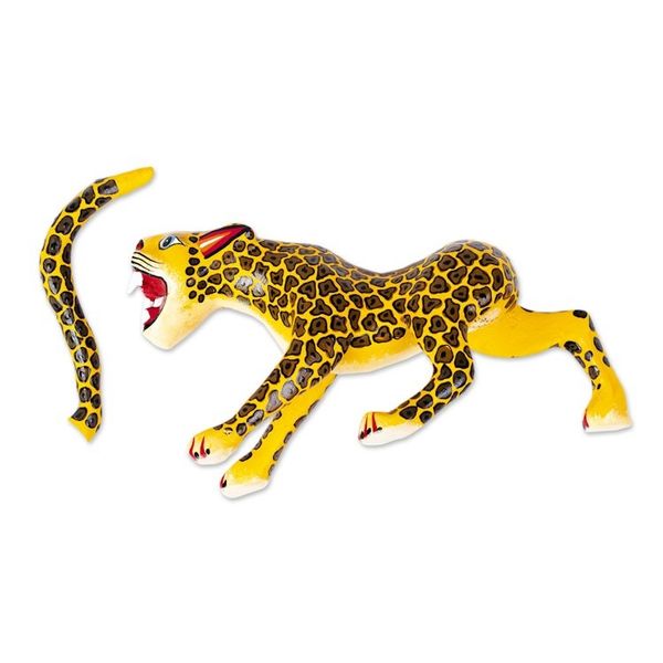 Alternate image for Handmade Wooden Alebrije Statuette Fierce Jaguar
