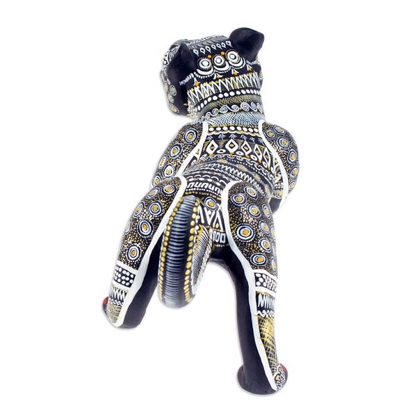 Alternate image for Handcrafted Ceramic Alebrije Figurine of Black Jaguar Dark Stealth