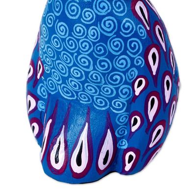 Alternate image for Hand Carved Owl Alebrije with Blue Wings from Oaxaca Blue Winged Owl