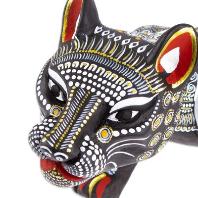 Alternate image for Handcrafted Ceramic Alebrije Figurine of Black Jaguar Dark Stealth