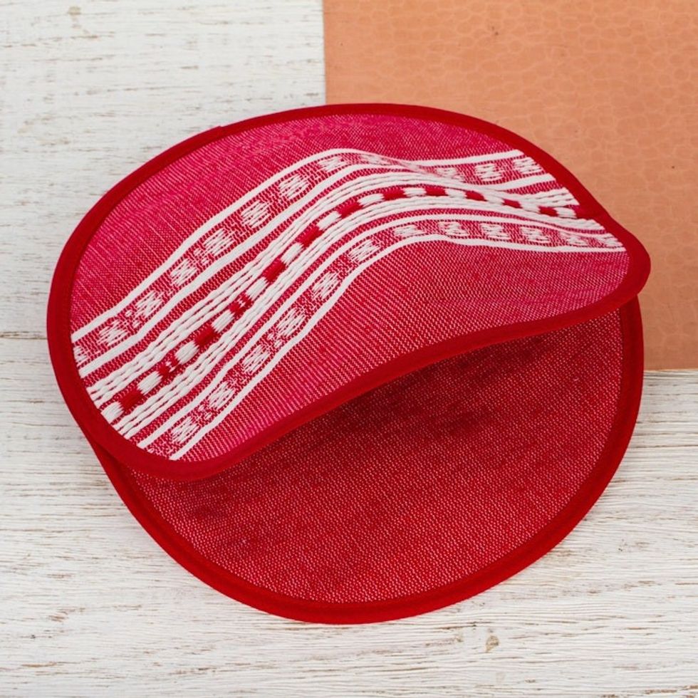 Chili Red Cotton Tortilla Holder from Oaxaca 'Oaxacan Chili'