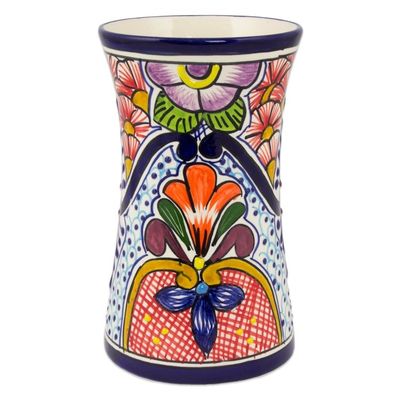Alternate image for Talavera-Inspired 8-Inch Ceramic Vase from Mexico Radiant Flowers
