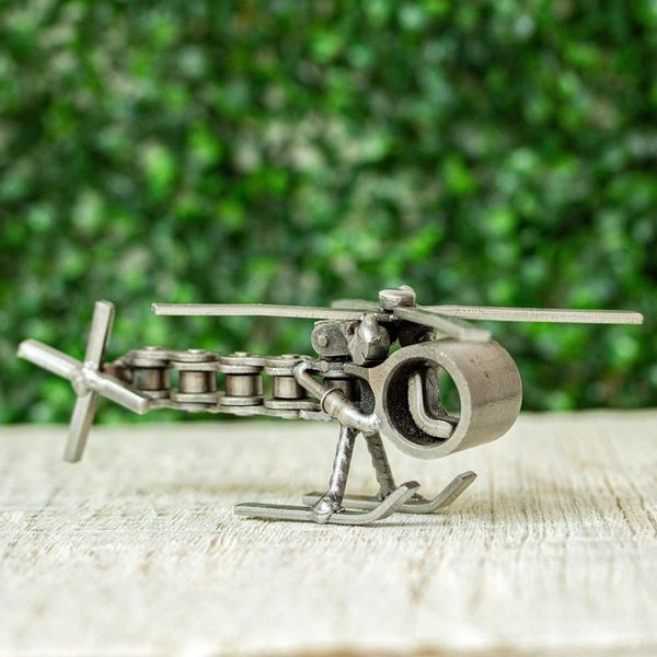 Alternate image for Recycled Auto Part Helicopter Sculpture from Mexico Rustic Helicopter