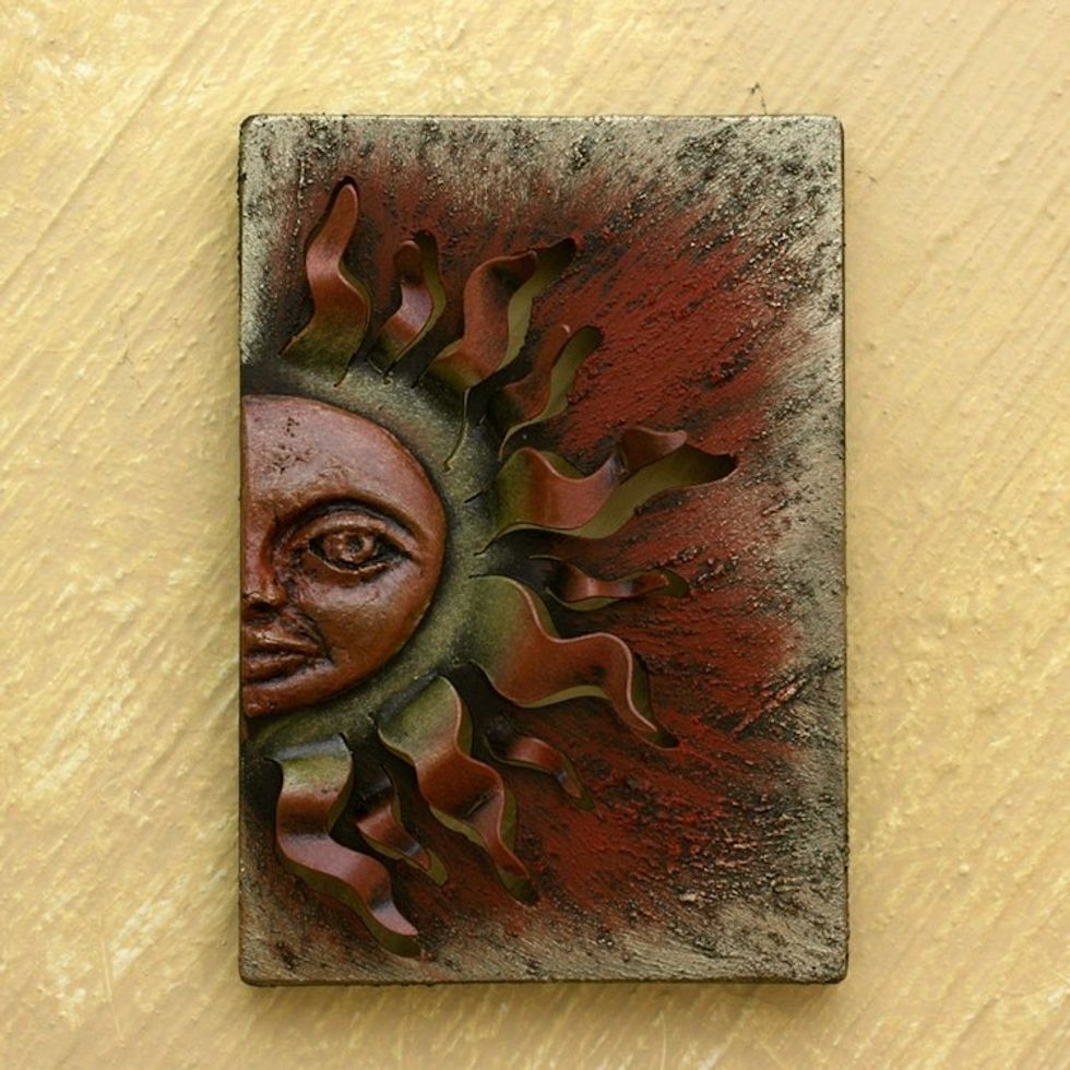 Unique Sun and Moon Steel Wall Panel 'Autumn Sun'
