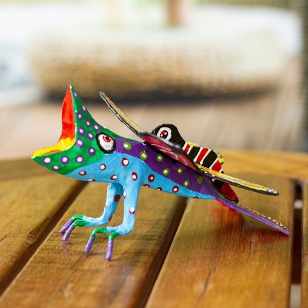 Alternate image for Unique Butterfly Alebrije Sculpture from Mexico Colorful Butterfly
