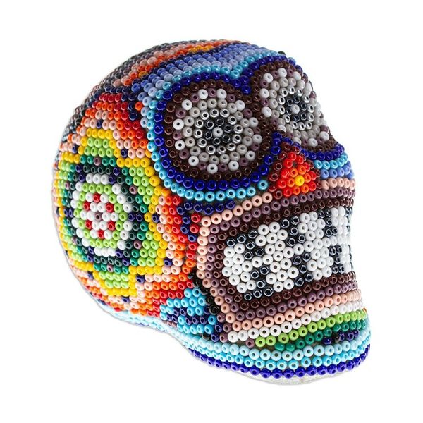 Alternate image for Handmade Beaded Skull Figurine Huichol Grin