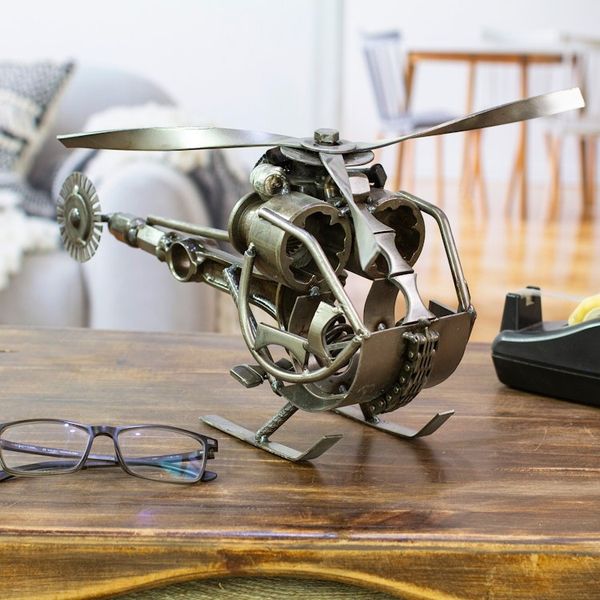 Alternate image for Handcrafted Helicopter Sculpture of Recycled Auto Parts Helicopter