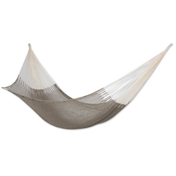 Alternate image for Mexican Hand Woven Grey Cotton Maya Hammock Double Maya Mist