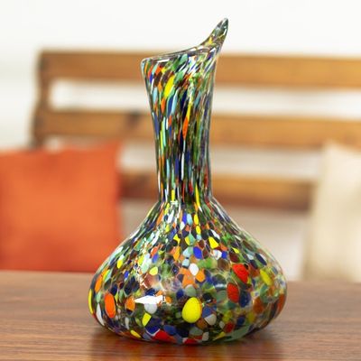 Alternate image for Artisan Crafted Recycled Glass Decanter Jubilant Color