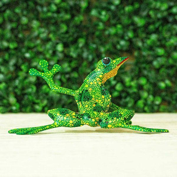 Alternate image for Handmade Wood Green Frog Alebrije Sculpture from Mexico Green Tree Frog
