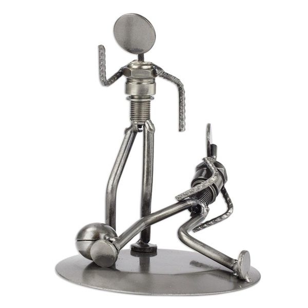 Alternate image for Handcrafted Metal Sculpture Recycled Cart Parts Mexico Art Rustic Soccer Champs