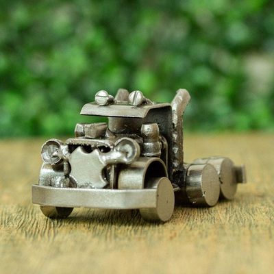 Alternate image for Recycled Scrap Metal Truck Sculpture from Mexico Rustic  Mack Trailer