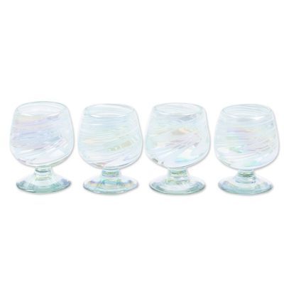 Alternate image for Set of 4 White Handblown Glass Goblets from Mexico White Festival