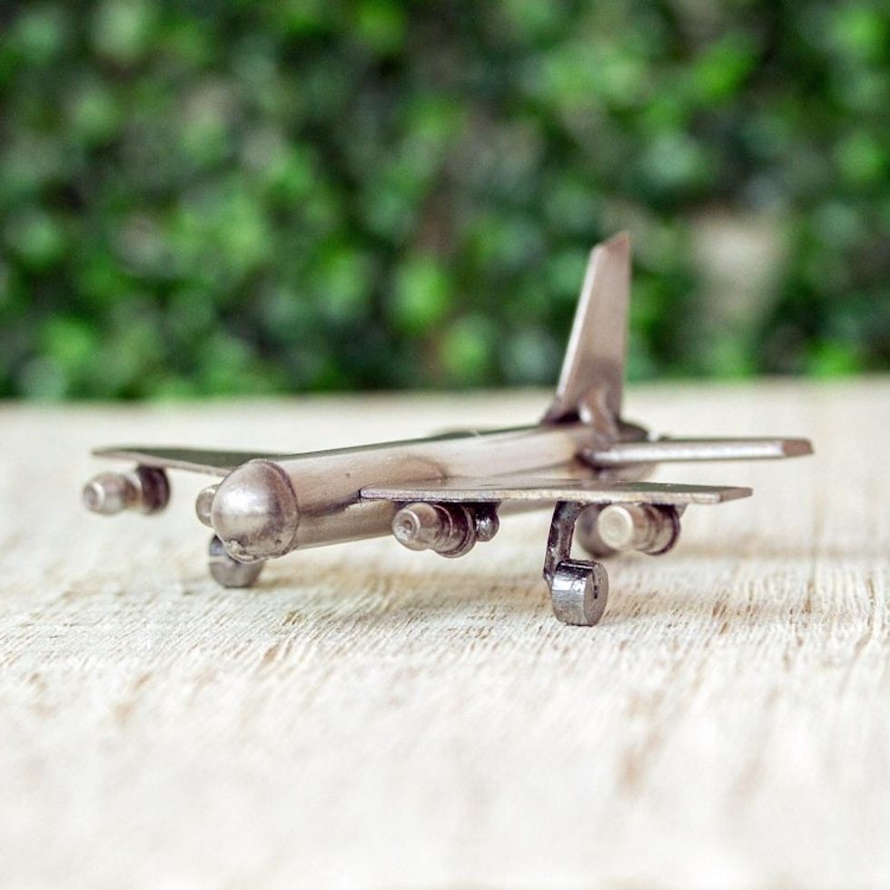 Recycled Auto Part Plane Sculpture from Mexico 'Rustic Plane'