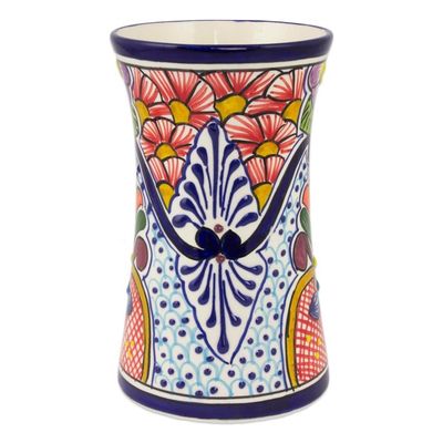 Alternate image for Talavera-Inspired 8-Inch Ceramic Vase from Mexico Radiant Flowers
