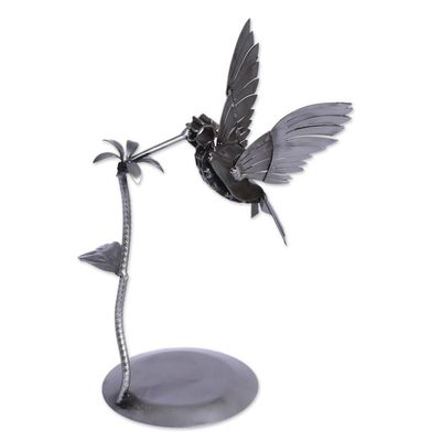 Alternate image for Upcycled Auto Part and Sheet Metal Hummingbird Sculpture Flitting Hummingbird
