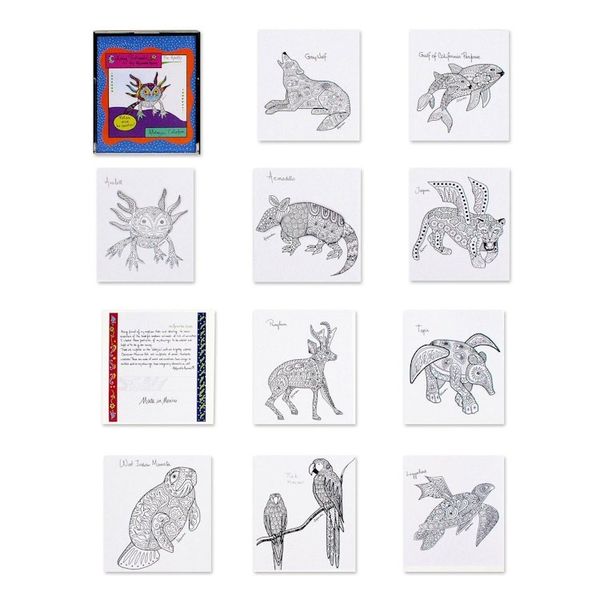 Alternate image for Gift Idea 10 Coloring Postcards of Mexican Animal Alebrijes Alebrije Collection