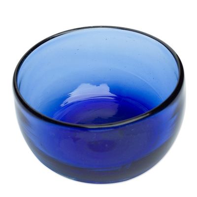 Alternate image for Mexican Handblown Sapphire Bowl Made from Recycled Glass Vivacious in Blue