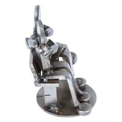 Alternate image for Recycled Auto Parts Lovers Figurine Handmade in Mexico Affectionate Lovers