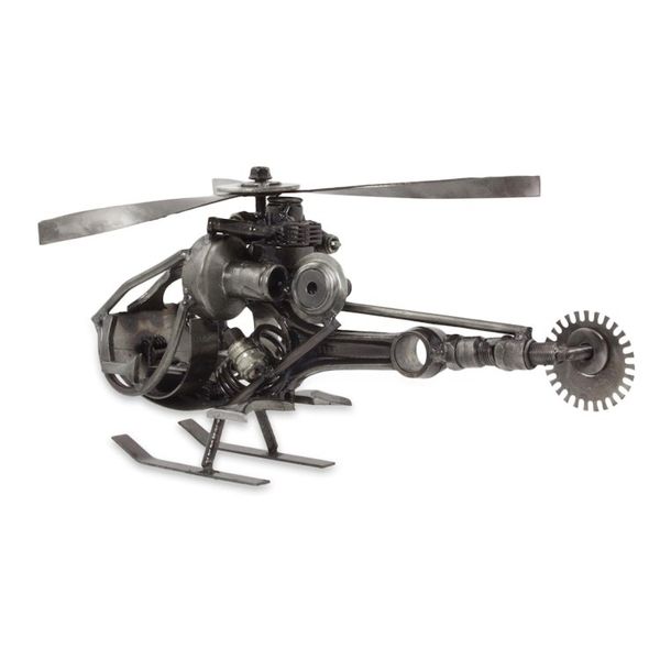 Alternate image for Handcrafted Helicopter Sculpture of Recycled Auto Parts Helicopter