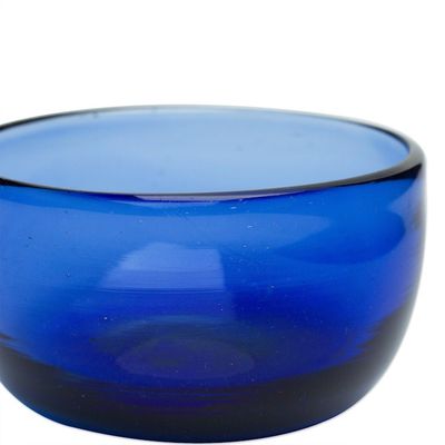 Alternate image for Mexican Handblown Sapphire Bowl Made from Recycled Glass Vivacious in Blue
