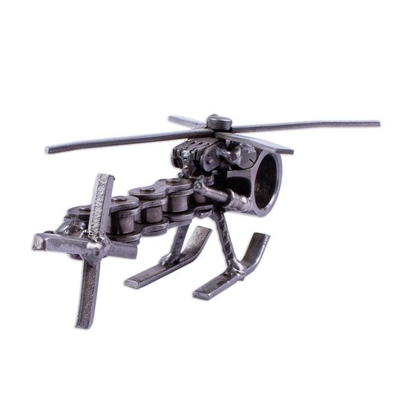 Alternate image for Recycled Auto Part Helicopter Sculpture from Mexico Rustic Helicopter