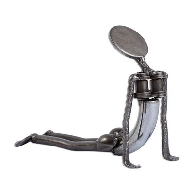 Alternate image for Cobra Pose Yoga Recycled Metal Sculpture Cobra Pose I