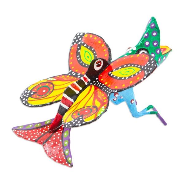 Alternate image for Unique Butterfly Alebrije Sculpture from Mexico Colorful Butterfly
