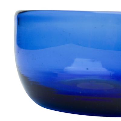 Alternate image for Mexican Handblown Sapphire Bowl Made from Recycled Glass Vivacious in Blue