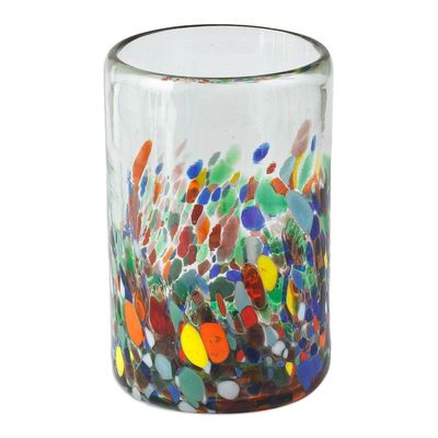 Alternate image for Multicolored Spotted Glass Tumblers from Mexico Set of 6 Tonala Garden