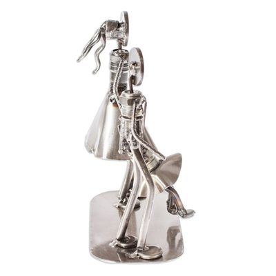 Alternate image for Handcrafted Recycled Auto Part Statuette of Family of Three Family of Three