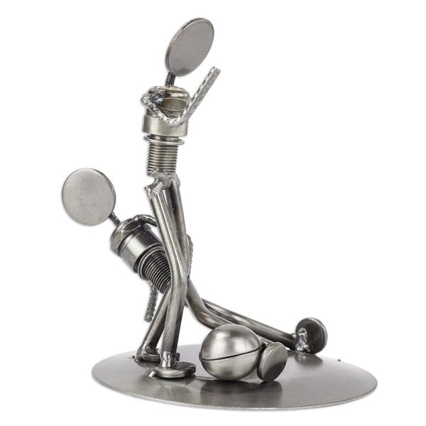 Alternate image for Handcrafted Metal Sculpture Recycled Cart Parts Mexico Art Rustic Soccer Champs