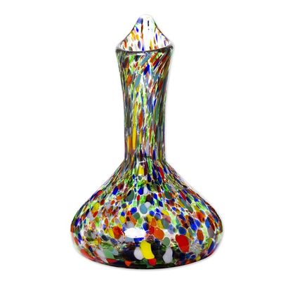 Alternate image for Artisan Crafted Recycled Glass Decanter Jubilant Color