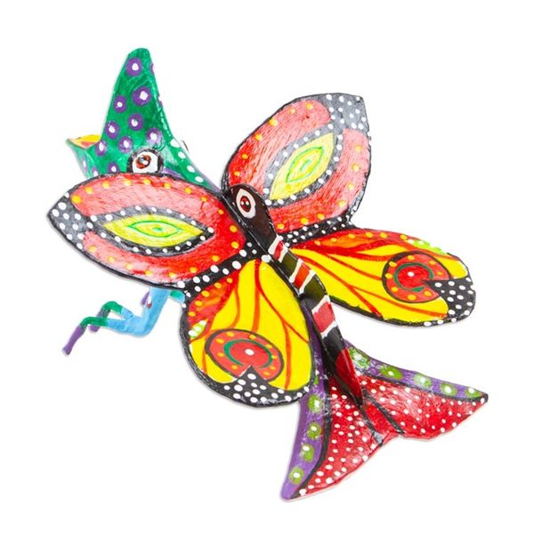 Alternate image for Unique Butterfly Alebrije Sculpture from Mexico Colorful Butterfly
