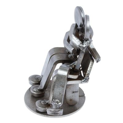 Alternate image for Recycled Auto Parts Lovers Figurine Handmade in Mexico Affectionate Lovers