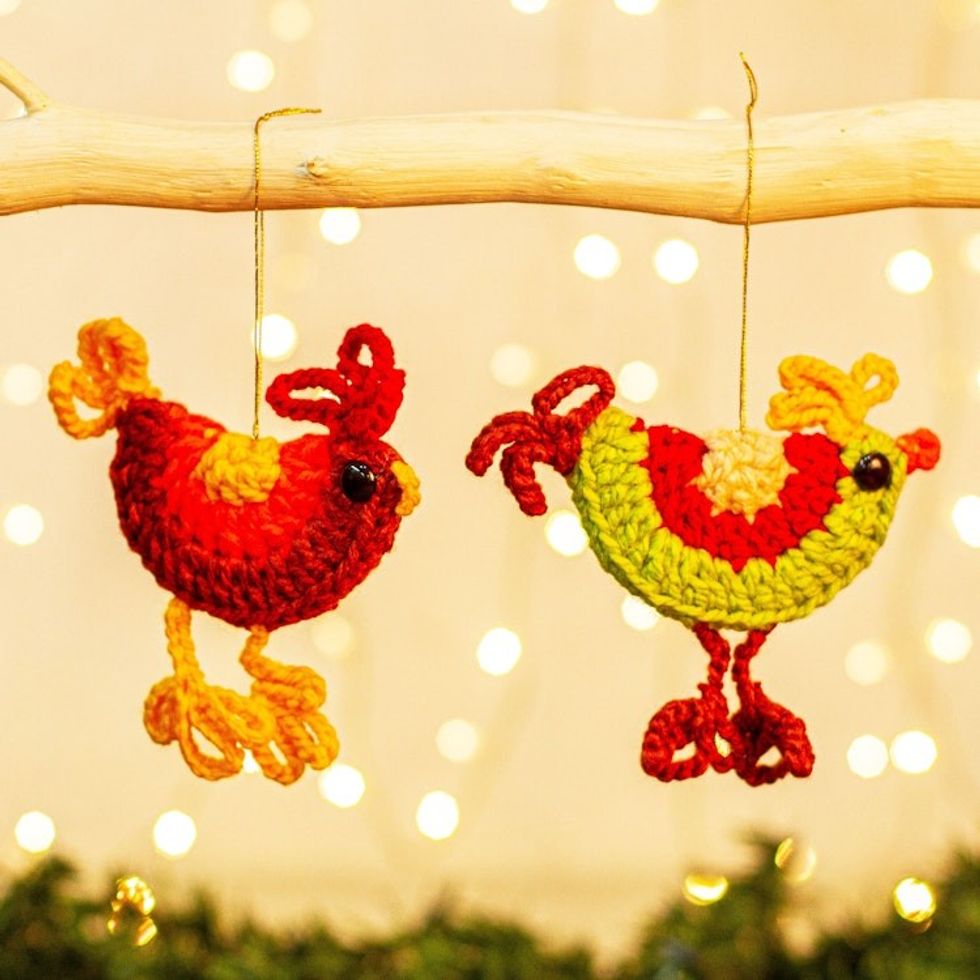 Handmade Chicken Ornaments 'Charming Chickens'