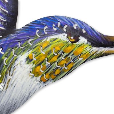 Alternate image for Hummingbird and Flowers Steel Wall Art Crafted by Hand Exotic Nectar in Orange