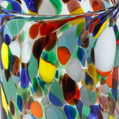 Alternate image for Multicolored Spotted Glass Tumblers from Mexico Set of 6 Large Mod Spots
