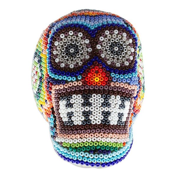 Alternate image for Handmade Beaded Skull Figurine Huichol Grin