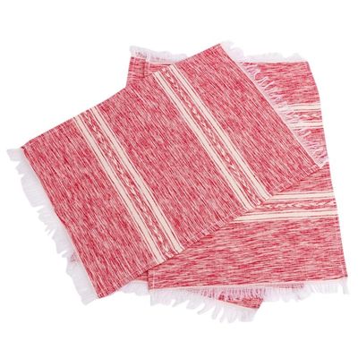 Alternate image for Red and White Hand Loomed Placemats Set of 4 Inspiration in Red