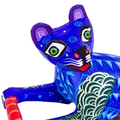 Alternate image for Hand Painted Alebrije Cat Figurine Bicycle Cat
