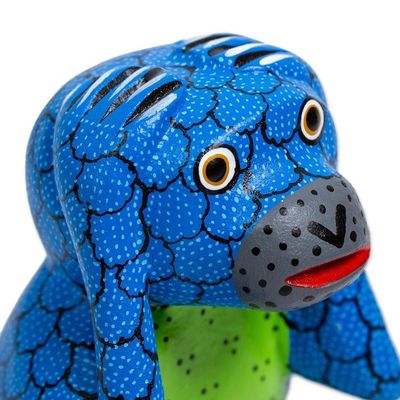 Alternate image for Copal Wood Alebrije Carving of Multicolored Monkey Surprised Monkey