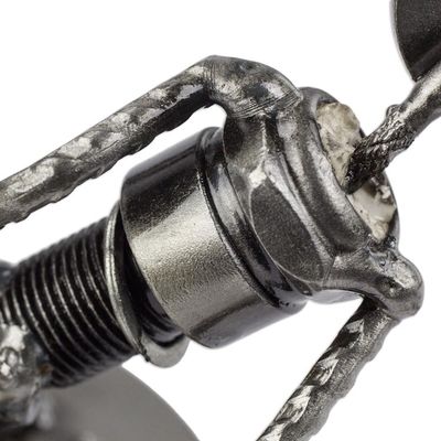 Alternate image for Handcrafted Metal Sculpture Recycled Cart Parts Mexico Art Rustic Soccer Champs