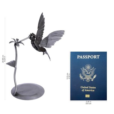 Alternate image for Upcycled Auto Part and Sheet Metal Hummingbird Sculpture Flitting Hummingbird