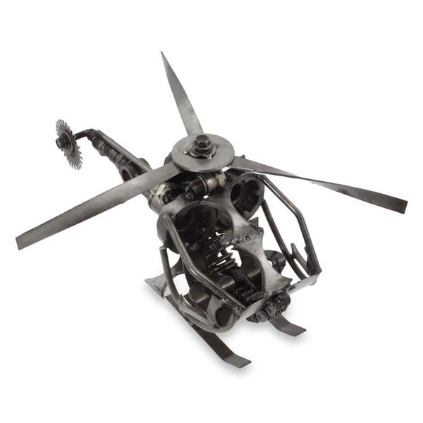 Alternate image for Handcrafted Helicopter Sculpture of Recycled Auto Parts Helicopter